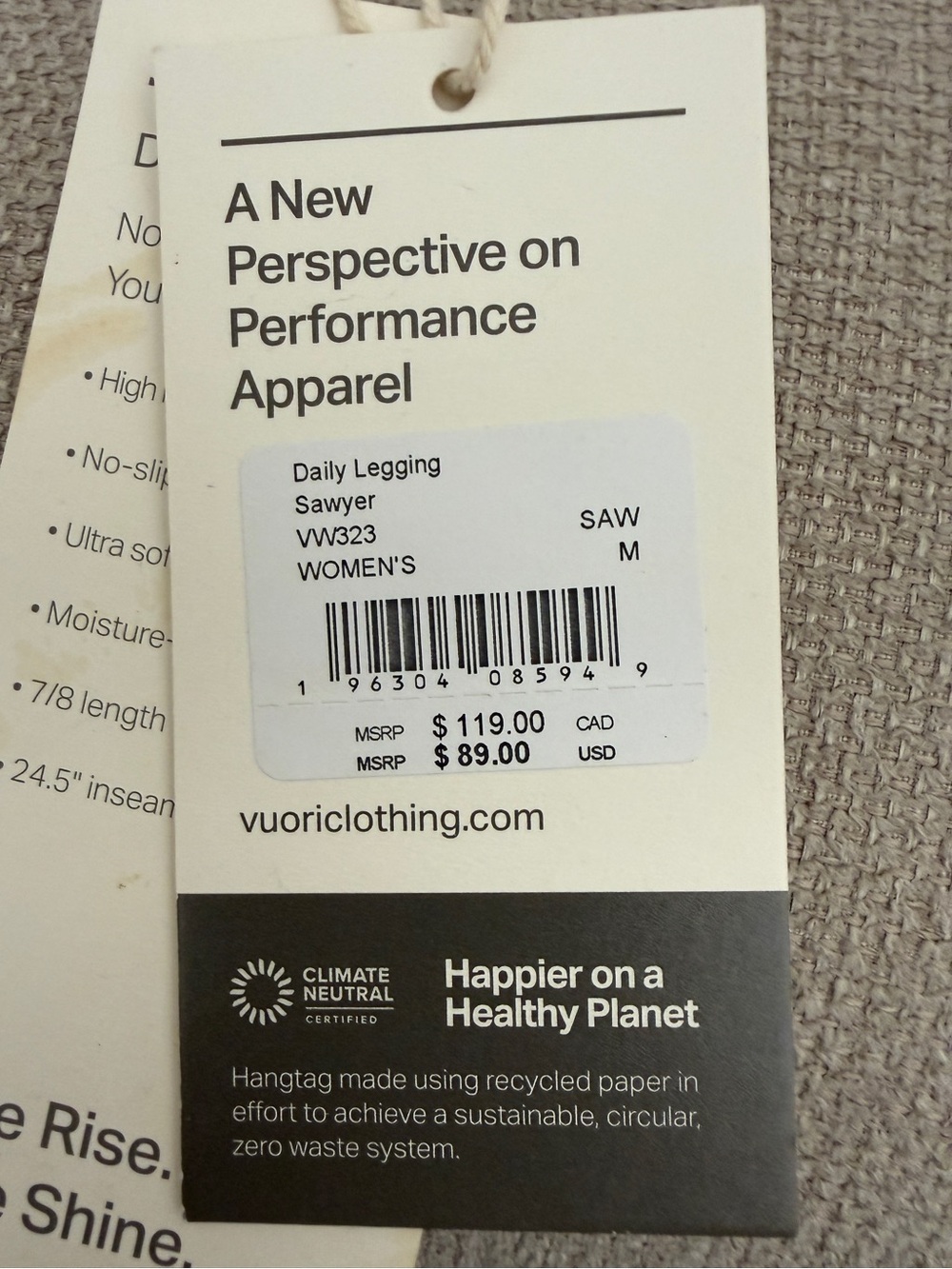 Vuori Daily Leggings. Size M . NWT. Sawyer - Picture 5 of 6